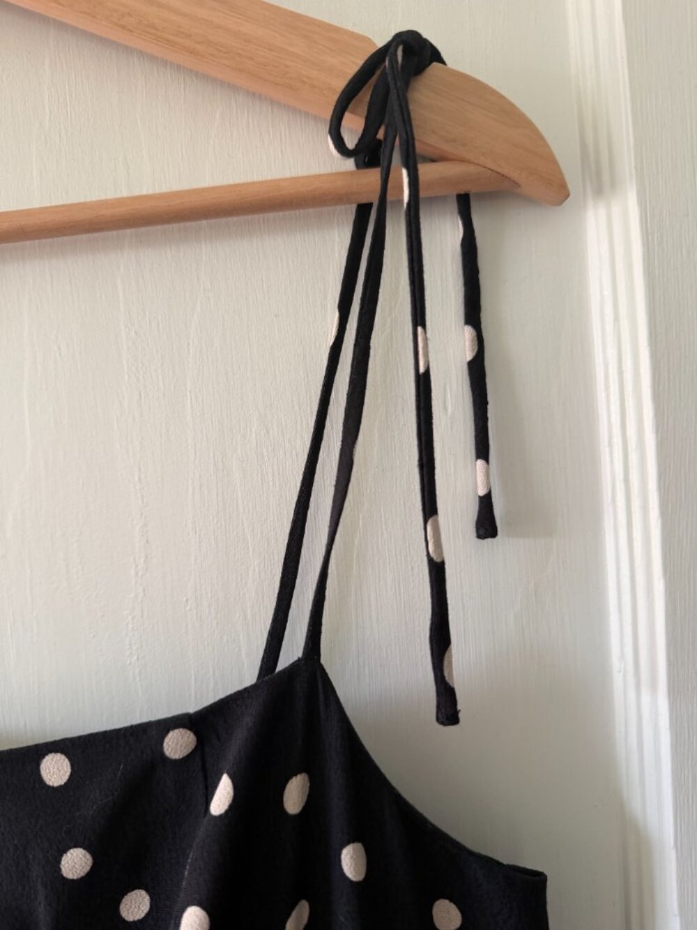 Sezane Melina Midi Dress Black with White Polka Dots - Picture 10 of 13